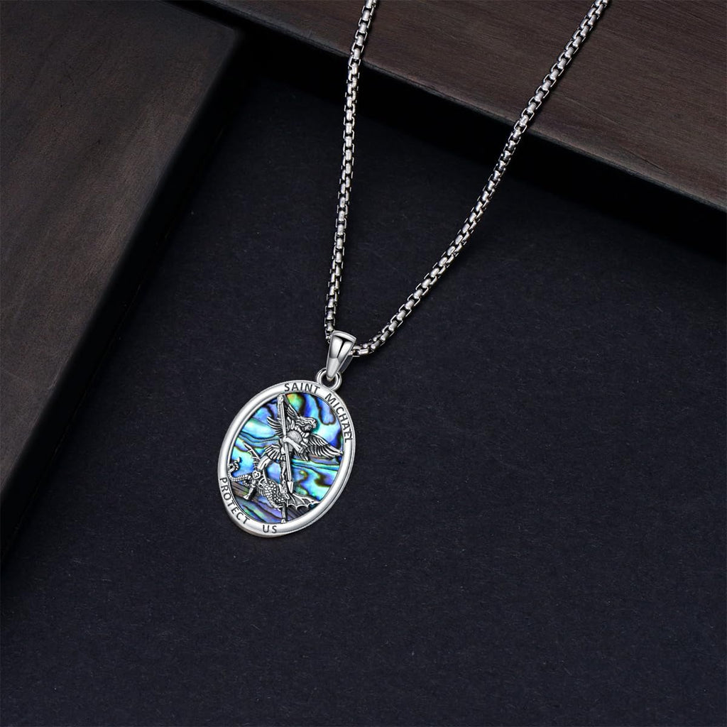 PROESS Saint Necklace - 925 Sterling Silver St. Michael, St. Benedict, St. Anthony & St. Jude Medals | Adjustable 22"+2"/18"+2" Chain