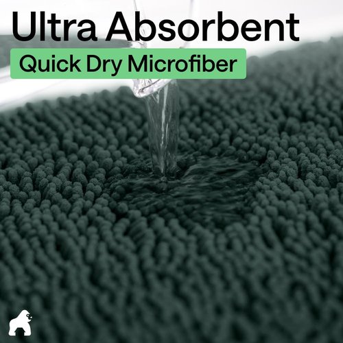 GORILLA GRIP Bath Rug Mat - Soft Absorbent Chenille | Quick Dry Microfiber, 44x26, Hunter Green