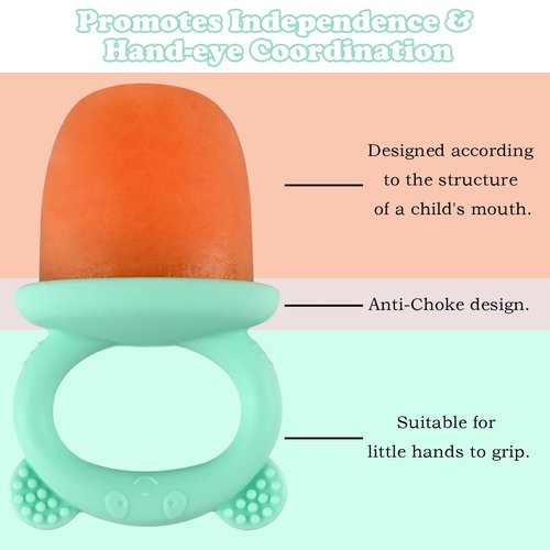 HUAKENER Mini Popsicle Molds, Silicone Popsicle Mold for Toddlers, 6-Cavity Ice Pop Molds with Handle for Making Healthy Baby Food, Breastmilk Popsicle (Green)