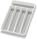 Loyareal Silverware Organizer - 5 Compartment Plastic Kitchen Drawer Tray | White Flatware Holder