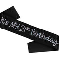 It's My 21st Birthday Sash, Black Satin Birthday Sash with Glitter Rhinestones Decorations for Girls or Women, Finally 21 Bday Sashes, Ideal Twenty One Gifts, Happy 21 Bday Party Decorations