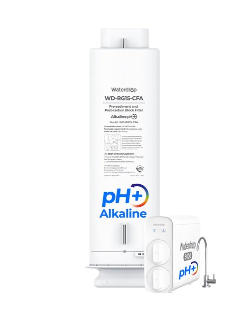 Waterdrop WD-G5P500A-CF Filter, Replacement for WD-G5P500A Undersink Reverse Osmosis System, 6-month Lifetime