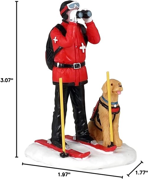 Lemax Ski Patrol Figurine - Christmas Decor - Red & White Ski Team | Holiday Collectible