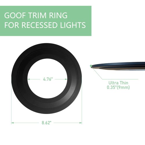Soliseed 5/6 Inch Goof Rings for Recessed Lighting,Can Light Trim Ring Cover,Outer Diameter 8.62 inches, Inner Diameter 4.76 inches,Durable Plastic Design,Black,4 Pack