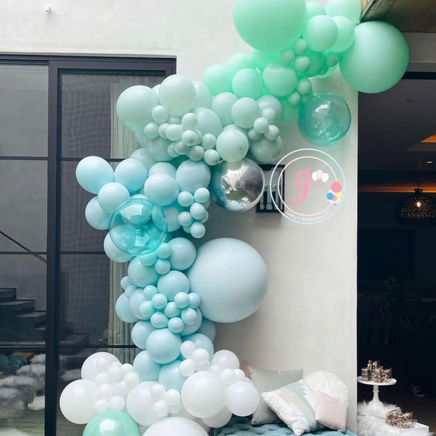 Voircoloria Mint Green Balloons - 130pcs in Various Sizes for Birthday, Baby Shower & Wedding Decor