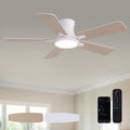 Fanbliss Ceiling Fans with Lights, 44 Inch Flush Mount Ceiling Fan, Remote Control, Reversible, 3CCT, Dimmable, Noiseless, White Small Ceiling Fan for Bedroom, Indoor/Outdoor Use