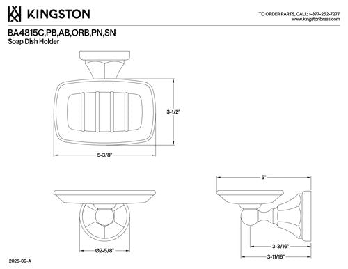Kingston Brass BA4815C Metropolitan Soap Dish, Polished Chrome,5-1/4"