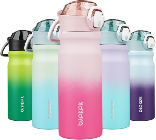 BJPKPK 18oz Insulated Water Bottle - BPA-Free Stainless Steel Thermal Flask | Leak-Proof Cherry Blossom Design