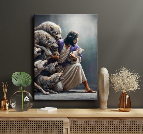 Christian Wall Art | Jesus The Good Shepherd - Inspiring Canvas Print for Home Decor, Church & Gifts