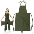 Jeyiour Split Leg Pottery Apron, 2 Layer DIY Ceramic Apron with Convertible Pants, Large Pockets Towel Loop Smock for Unisex(Green)