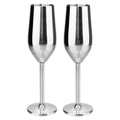 TJ Unbreakable 8 Oz Stainless Steel Champagne Flutes (2 Pack)- Silver Champagne Glasses - Reusable Indoor Outdoor Drinkware - Keeps Drink Cool for Longer - Gift Idea