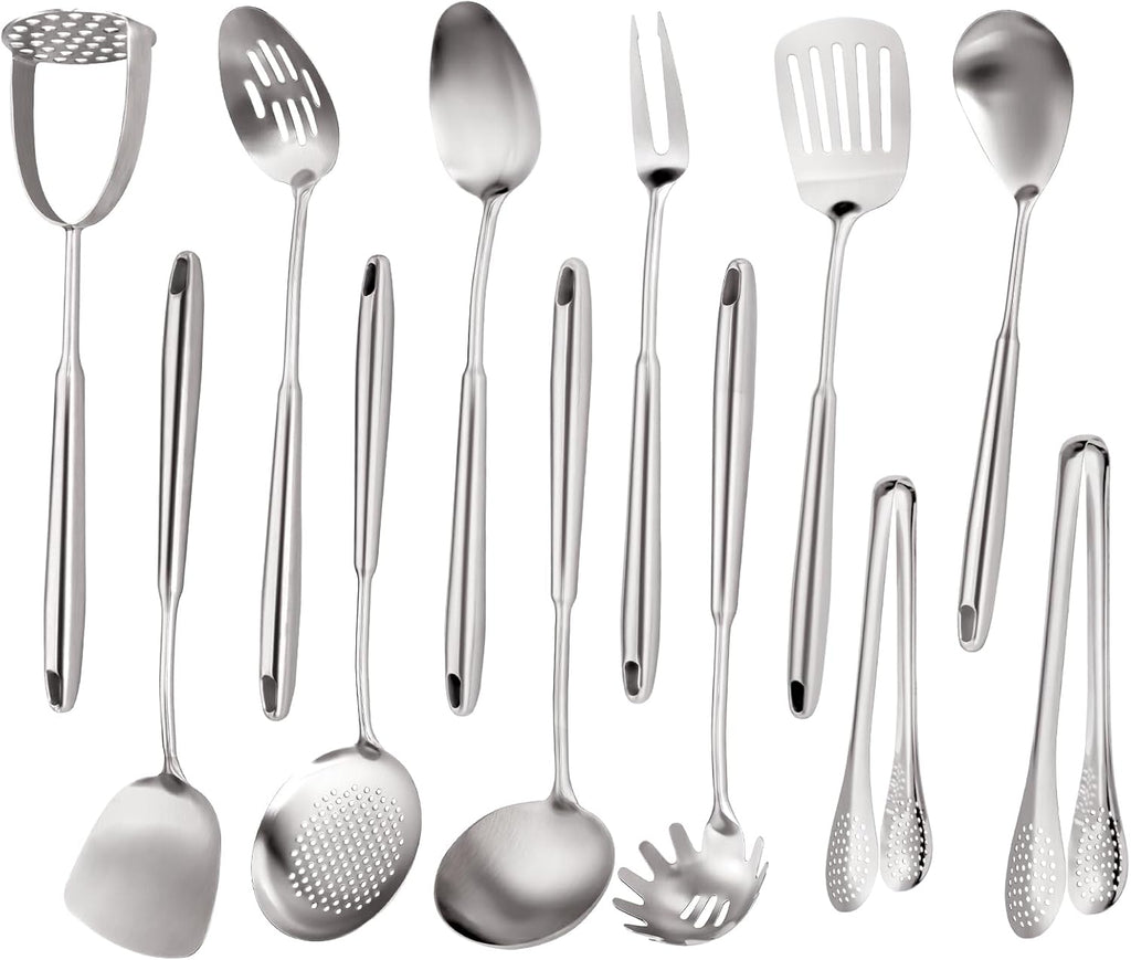 Stainless Steel Kitchen Utensils Set - 12 PCS Durable Cooking Tools for Effortless Meal Prep