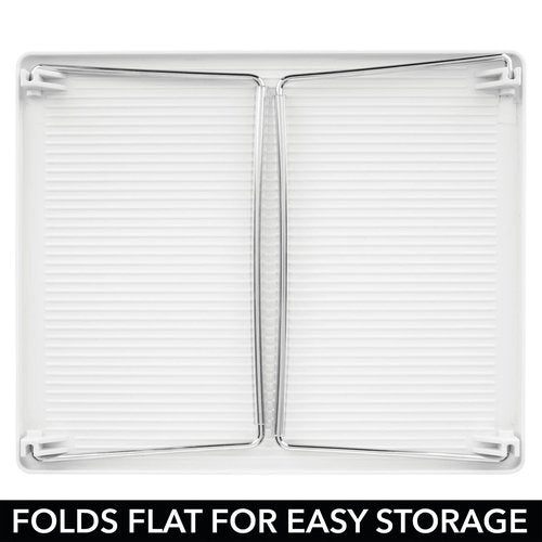 mDesign Metal Stacking Storage Organization for Shelves Inside Cabinets in Kitchen, Pantry, Cupboard, or Fridge/Freezer - Organizer Stand for Food, Plates, Bowls, Mugs, Ligne Collection, 2 Pack, White