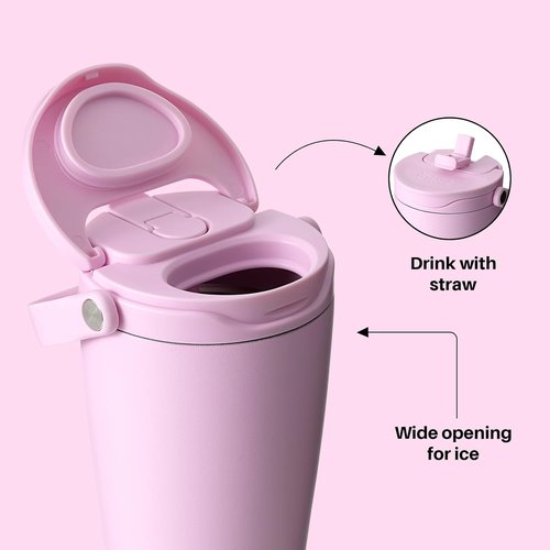 BOTTLE BOTTLE Insulated 30oz Tumbler - Leak-Proof Stainless Steel with Handle & Straw Lid | BPA-Free Pink