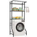 VEVOR Over The Washer and Dryer Storage Shelf, 3 Tier Laundry Room Drying Rack with Hanger Rod and Hooks, Adjustable Over Washer and Dryer Shelves, Laundry Room Shelf Storage Space Saver, Black