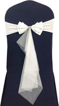 Skiennix Spandex Stretch Chair Bands - Elegant Double Satin Bows for Beach Weddings | 10 Pack, White
