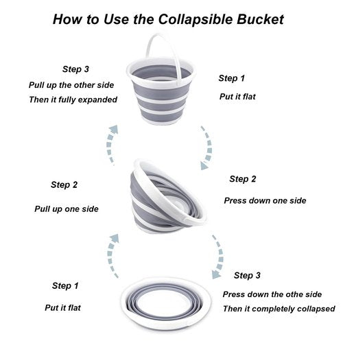 Collapsible Bucket 2.6 Gallon 10L Water Bucket for Cleaning Foldable Portable Plastic Mop Bucket with Handles Indoor Household Outdoor Car Wash Camping Fishing