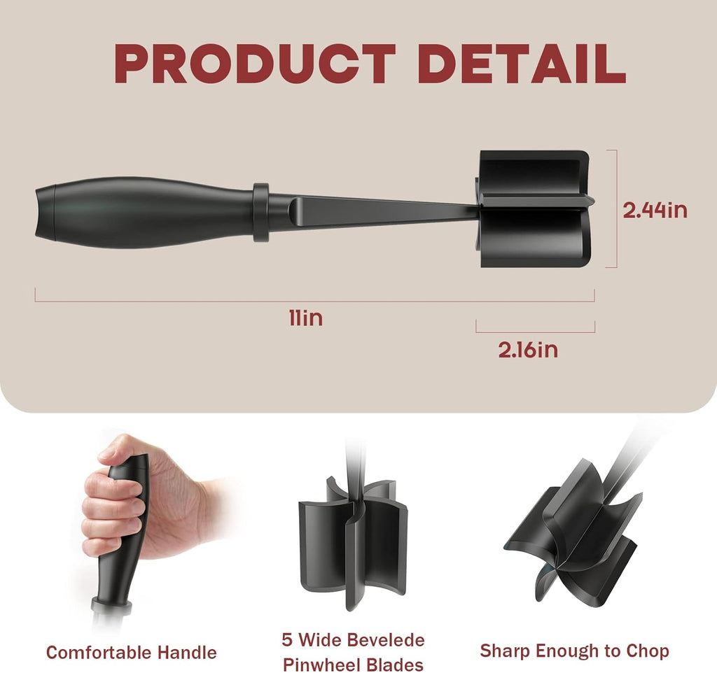 Skiennix Meat Chopper - Efficient Black Design with 46OZ Red Bacon Grease Container