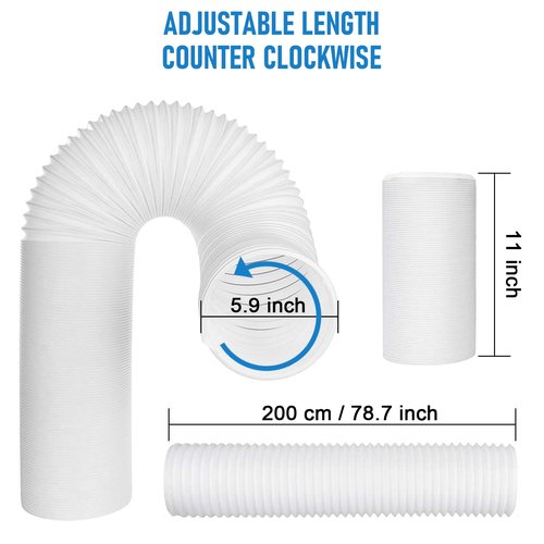 Ninonly Portable Air Conditioner Window Vent Kit with 5.9"" Exhaust Hose, Portable AC Seal Kit for Sliding Window with 4 Plates, Universal Coupler Fits 5.9 & 5.1 Inch Diameter Exhaust Hose, White