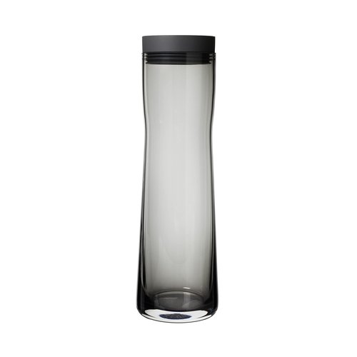 blomus -SPLASH- Smoked glass water carafe, smoke/dark gray, 1 liter capacity, silicone/stainless steel lid, easy to use (H/W/D 29.5 x 9 x 9 cm, 63807)