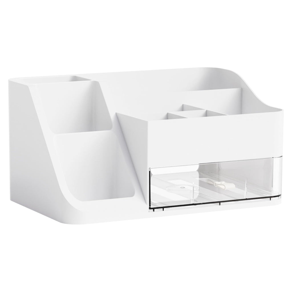 Yieach White Makeup Organizer Countertop,Large Cosmetics Storage Organizer for Make up Brush,Hair Products and Beauty Skincare Organizers,Plastic Makeup Holders and Organizers for Bathroom,Vanity,Desk