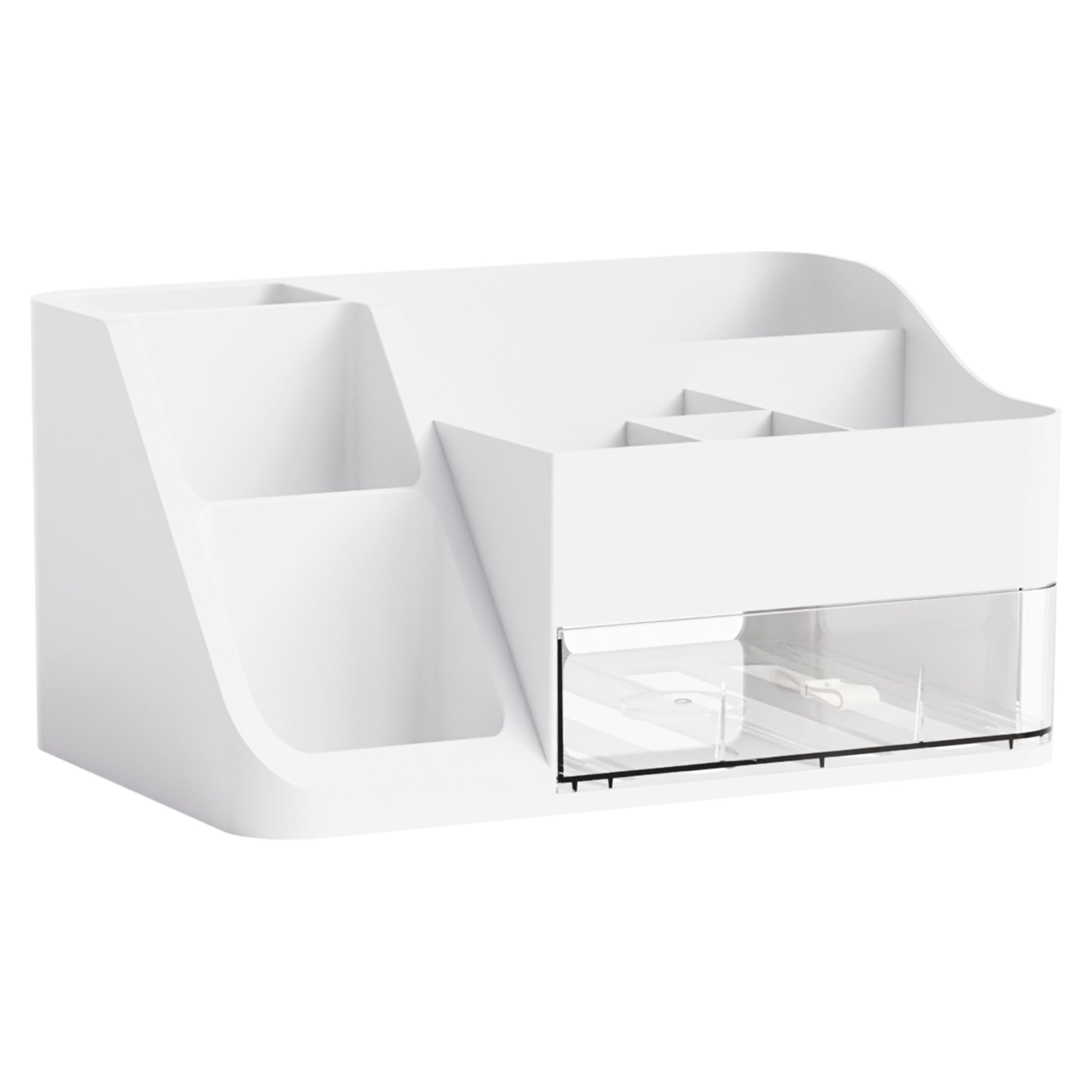 Yieach White Makeup Organizer Countertop,Large Cosmetics Storage Organizer for Make up Brush,Hair Products and Beauty Skincare Organizers,Plastic Makeup Holders and Organizers for Bathroom,Vanity,Desk