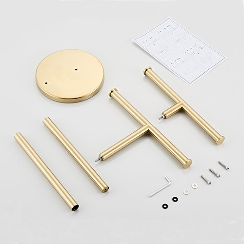 Hand Towel Holder, NEWRAIN Double Countertop Hand Towel Holder Stand, Stainless Steel Free Standing Hand Towel Rack with Heavy Base, for Bathroom Kitchen & Counter top, Brushed Gold