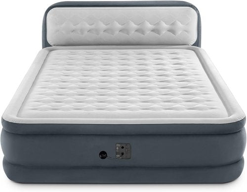 Intex Dura-Beam Deluxe Queen Air Mattress - 18-Inch Height with Built-in Electric Pump & Plush Headboard