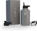 Skiennix 64 Oz Wide Mouth Water Bottle - Durable Graphite Design with Straw Lid