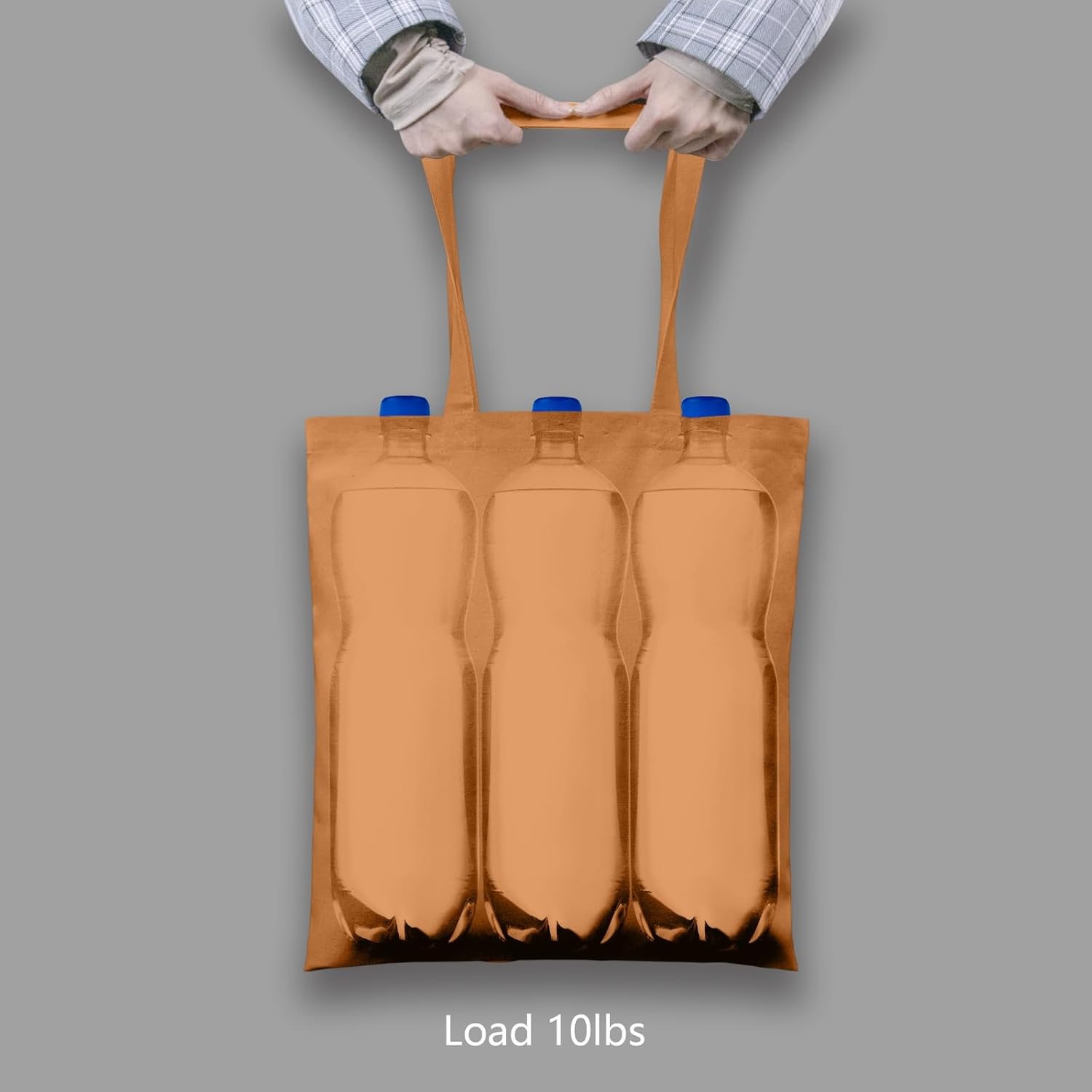 TOPDesign 12-Pack Khaki Cotton Tote Bags - Lightweight Reusable Grocery Bags for DIY & Promotions