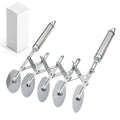5-Wheel Professional Pastry Cutter - Stainless Steel Pizza & Dough Tool, Multi-Use Kitchen Utensil for Baking, Lattice Cutting, Cookie Dividing - Heavy Duty Pastry Wheel with Ergonomic Handle