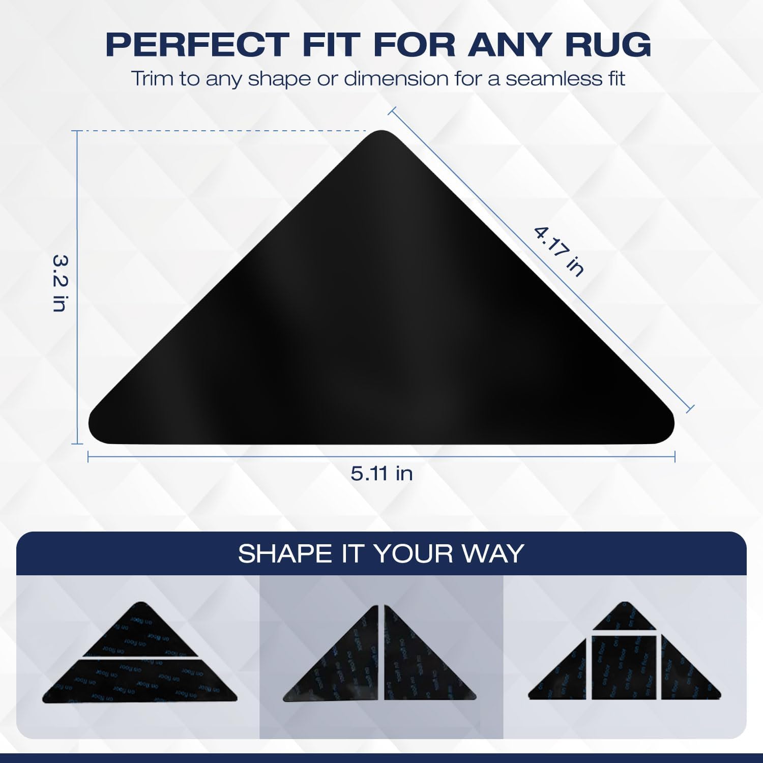 Reusable Rug Grippers - 12 Non-Slip Pads for Area Rugs | Double-Sided Adhesive Carpet Tape for Hardwood & Tile