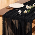 Socomi Black Cheesecloth Table Runner - 120 Inch Boho Rustic Decor for Weddings & Events