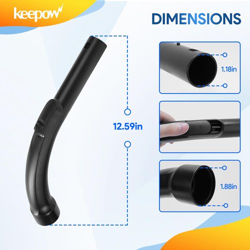 KEEPOW Plastic Bent End Hose Vacuum Parts Fit for Miele Vacuum Cleaner Compact C1, C2, C3, S4, Part# 5269091