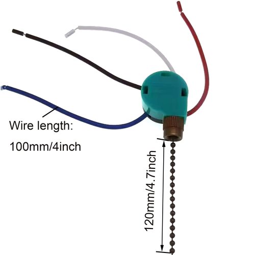 TWDRTDD Ceiling Fan Switch Zing Ear ZE-268S6,3 Speed 4 Wire Pull Chain Switch Fan Light Switch Replacement Part with 4 Pre-Installed Wires for Ceiling Fans,Wall Lamps,Cabinet Light (2 pcs Bronze)