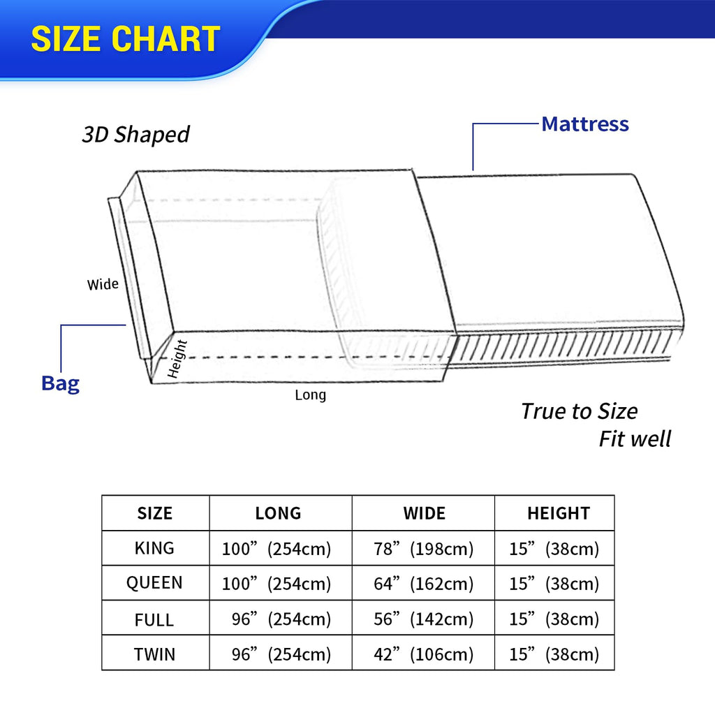 HEZEFAFA 1PK Queen Size Mattress Bag for Moving, Plastic Mattress Protector Cover, Heavy-Duty Mattress Moving Cover Bags (Strong Plastic, Queen)