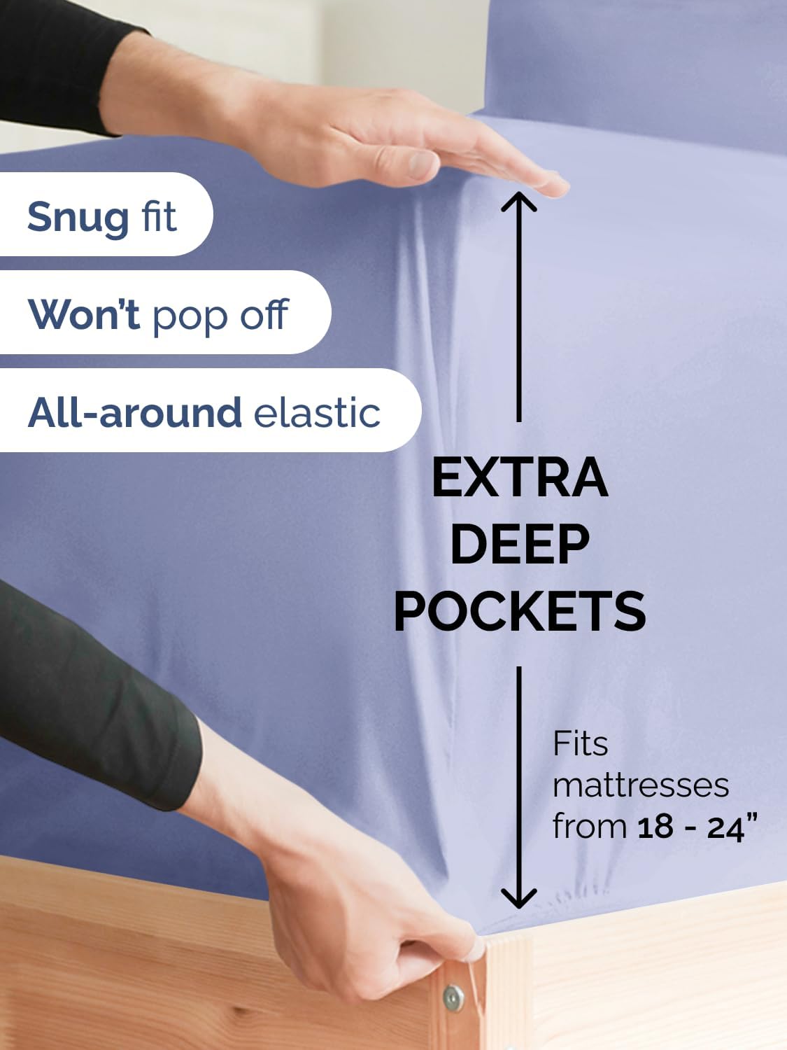 Skiennix Extra Deep Split King Sheet Set - 7 Piece Breathable Cooling Bedding - Soft Wrinkle-Free Lavender