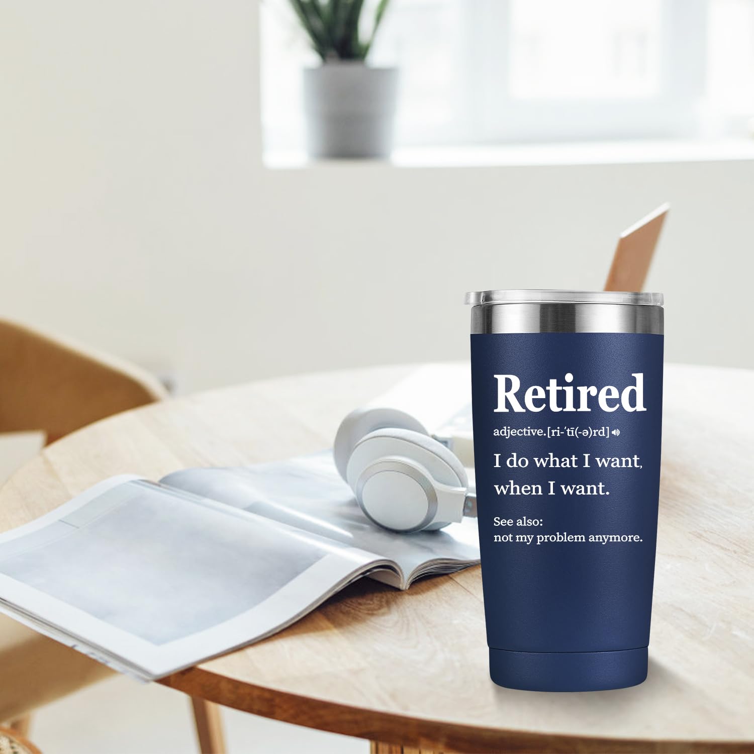 MASGALACC Retirement Gifts for Men Women Coworkers - Funny Retired 2025 Party Decorations for Coworkers, 20oz Stainless Steel Double Wall Vacuum Insulated Tumbler, Navy Blue