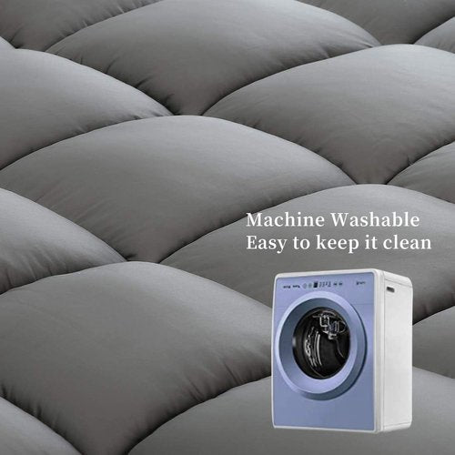 COONP Full Mattress Topper, Extra Thick Pillowtop, Cooling Plush Mattress Pad Cover Bed Topper Protector with 8-21 Inch Deep Pocket (Grey, Full)