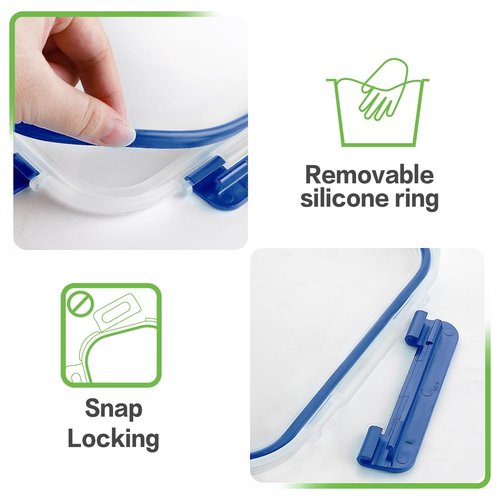 8 Pack 36oz Large Glass Meal Prep Containers with lids, Glass Food Storage Containers with Leak Proof Snap Lock Lids , Airtight Bento lunch Boxes, Kitchen Storage, Oven and Dishwasher Safe-Deep Blue