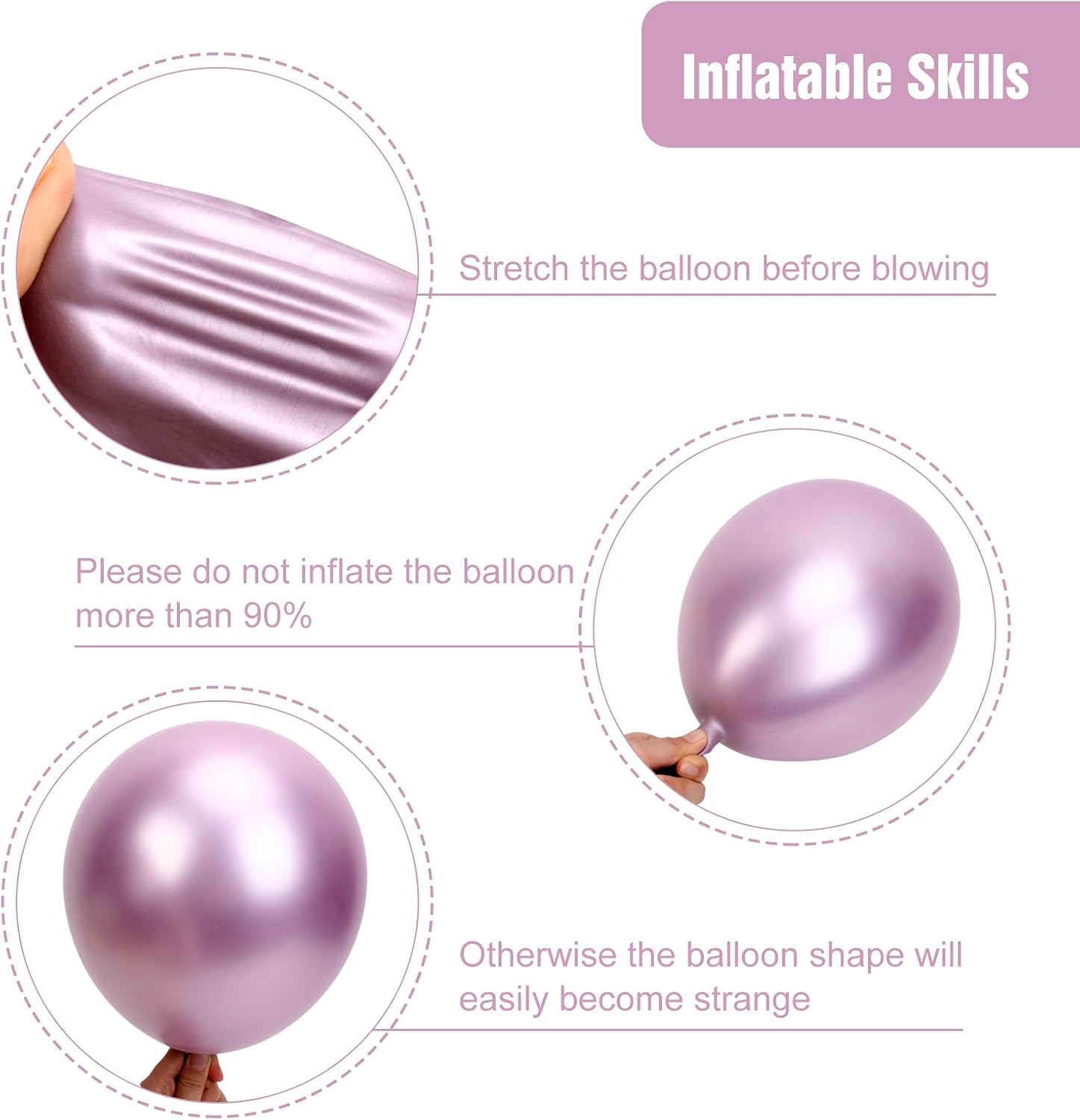 RUBFAC Metallic Pink Balloons - 129-Piece Latex Balloon Garland Kit | 5-18 Inch for Weddings & Parties