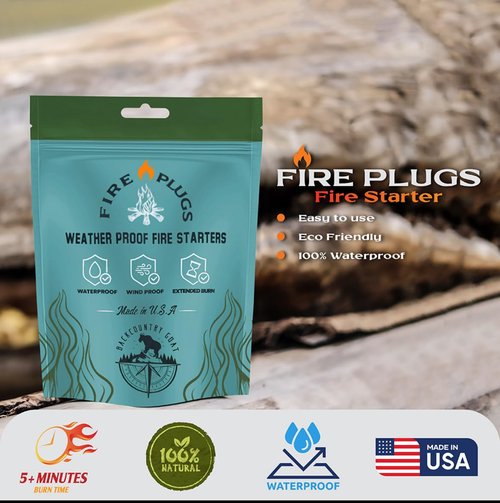 100% Waterproof Fire Plugs Fire Starters (50 Pack), BBQs, Smokers, Fire Pits, Fireplaces | Natural, Easy to Light, Emergency Ready