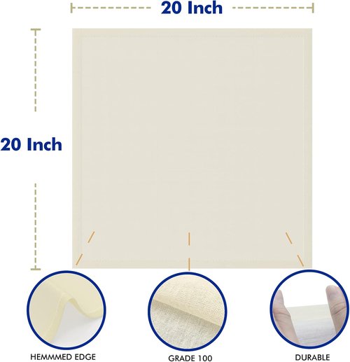Grade 100 Reusable Cheesecloth by [Brand Name] - 20x20 Inch Unbleached Cotton Strainer for Cooking, Baking & Cheese Making