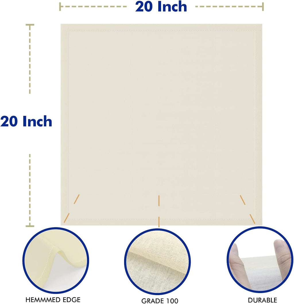 Skiennix Reusable Cheesecloth - 10 PCS Grade 100, 20x20 Inch Unbleached Cotton Strainer for Cooking & Baking
