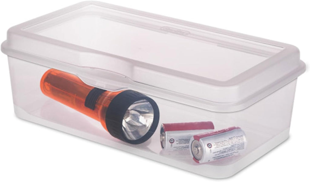 Sterilite 6-Pack Rectangular Large Flip-Top Storage Boxes - Clear Stackable Organizers for Crafts, Photos & More