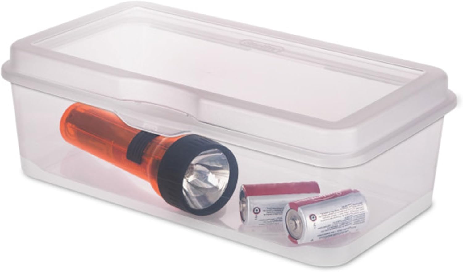 Sterilite 6-Pack Rectangular Large Flip-Top Storage Boxes - Clear Stackable Organizers for Crafts, Photos & More