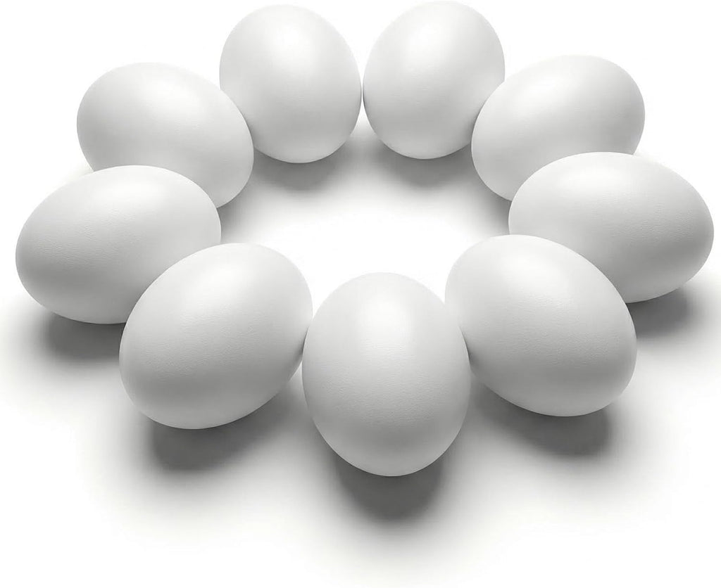 SallyFashion Wooden Fake Eggs - 9 PCS White Easter Eggs for Nesting & Pretend Play Kitchen Accessories