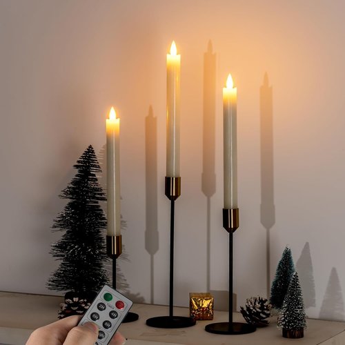 Homemory Flameless Taper Candles - Remote Timer & Dimmer, Flickering LED, Ivory, 9.6 Inches, 6 Pcs for Weddings & Christmas Decor
