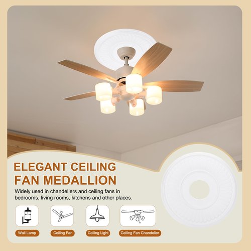 PATIKIL Ceiling Medallion, 13" OD x 3.43" ID PU Decorative Ceiling Light Medallion Chandelier Medallion Traditional Ceiling Light Cover Plate for Ceiling Light Fixtures Fans, White