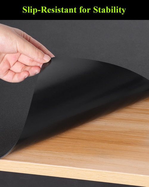 Furkit Black Plastic Table Cover Protector, 54" x 54" Waterproof Easy Flat PVC Desk Pad Mat, 1.5mm Thick Waterproof Vinyl Table Top Protector for Dining Room Table, Office, Dresser